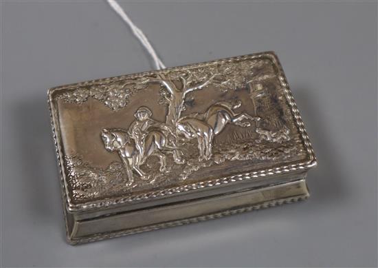 An early 20th century Hanau white metal snuff box, by Neresheimer & Sohne, import marks for Chester, 1913, 67mm.